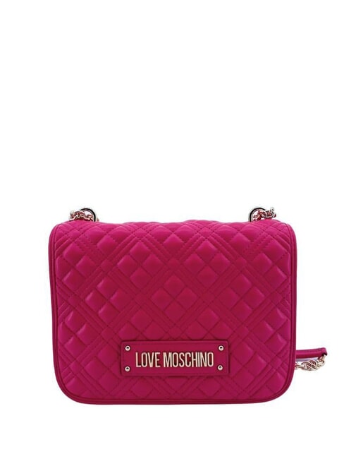 LOVE MOSCHINO QUILTED GOLD CHAIN Torba na ramię / torba crossbody magenta - Torby damskie