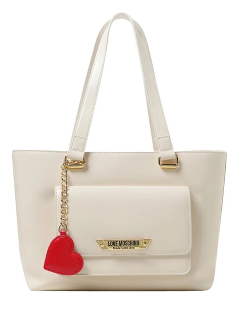 LOVE MOSCHINO HEART  Torba na zakupy kość słoniowa - Torby damskie