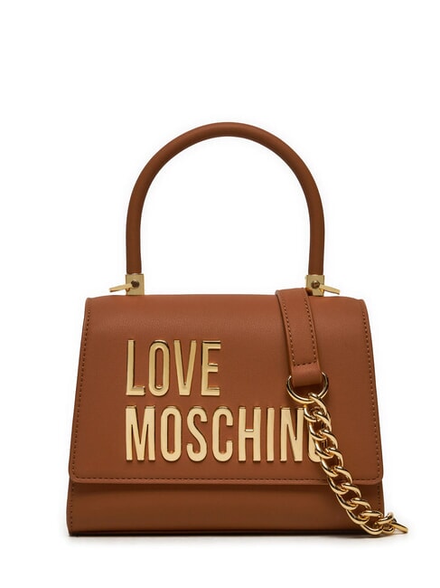LOVE MOSCHINO LETTERING Mała torebka z paskiem na ramię orzechy włoskie - Torby damskie