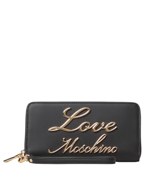 LOVE MOSCHINO GOLD LETTERING Portfel zapinany na suwak Czarny - Portfele damskie