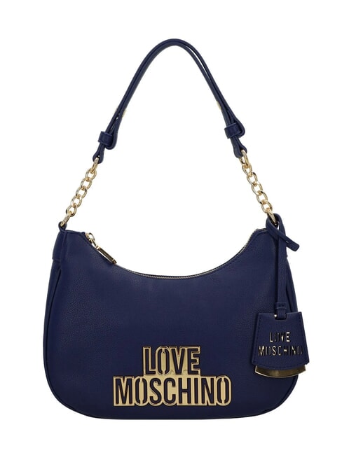 LOVE MOSCHINO METALLIC LOGO Torba na ramię niebieski - Torby damskie