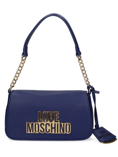 LOVE MOSCHINO METALLIC LOGO Torba na ramię z paskiem na ramię niebieski - Torby damskie