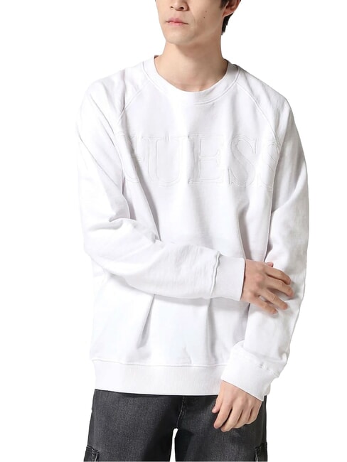 GUESS RAGLAN Bluza bawełniana z okrągłym dekoltem czysto biały - Bluzy męskie