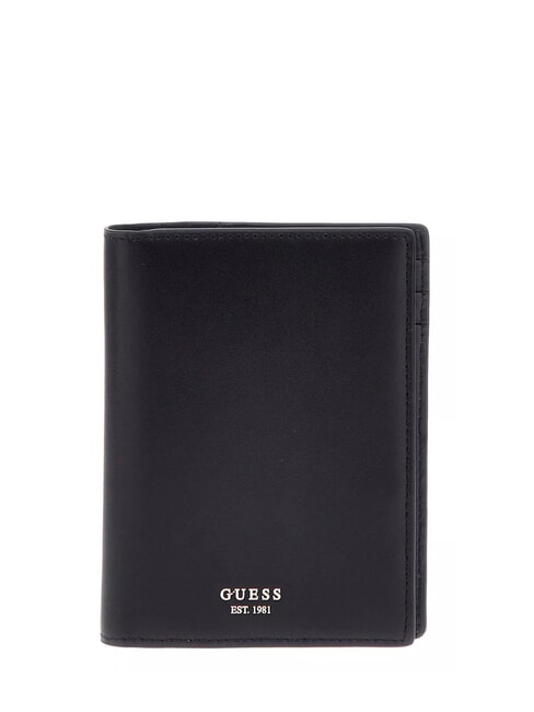 GUESS SMOOTH  Skórzany uchwyt na paszport CZARNY - Portfele damskie