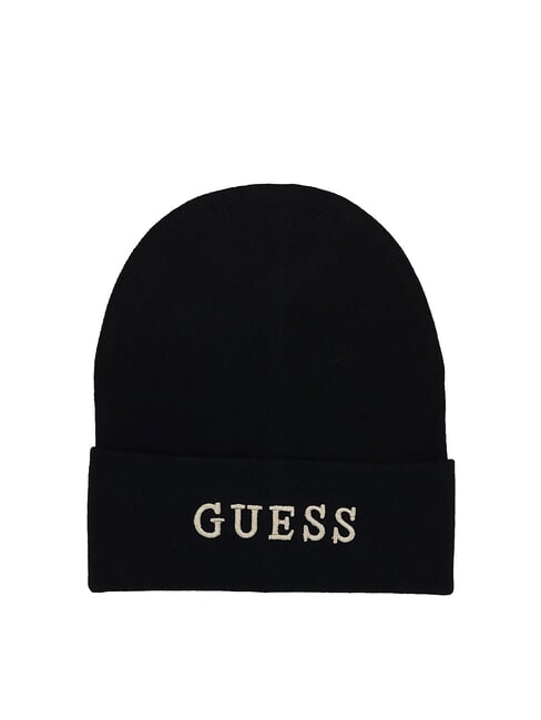 GUESS LOGO Kapelusz z mankietem CZARNY - Włosy