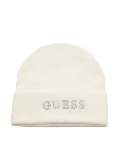 GUESS LOGO Kapelusz z mankietem BIAŁY - Włosy