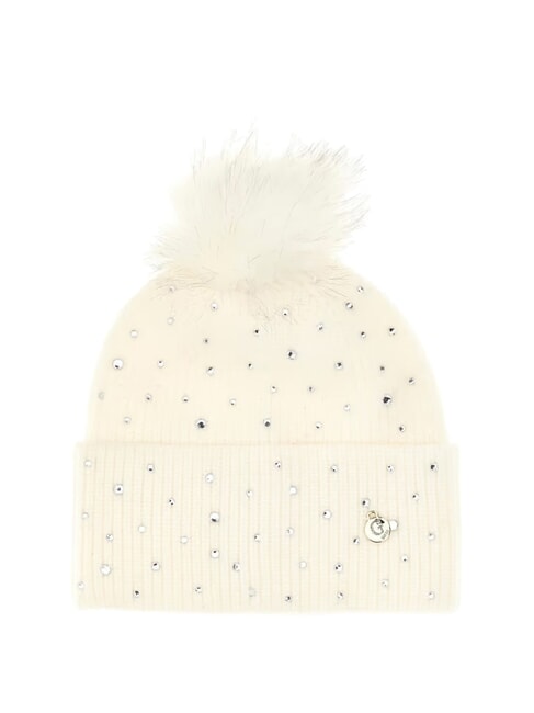 GUESS STRASS Czapka z pomponem BIAŁY - Włosy