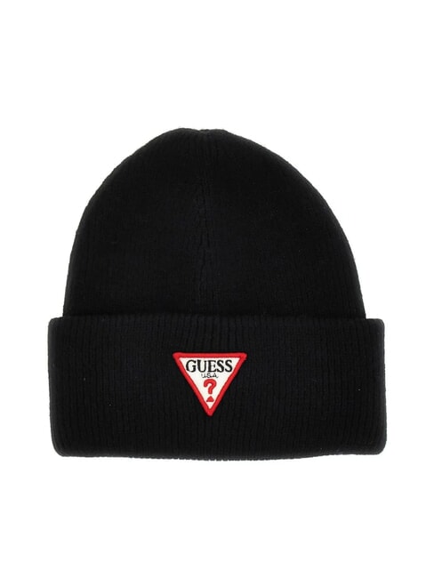 GUESS PATCH TRIANGOLO Kapelusz z mankietem CZARNY - Włosy