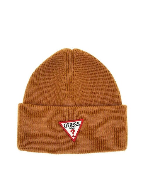 GUESS PATCH TRIANGOLO Kapelusz z mankietem ochra - Włosy