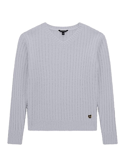 GUESS KIDS Sweter żebrowany z dekoltem w serek wiatr arktyczny - Koszulka dziecięca