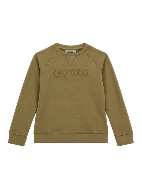 GUESS MINI ME KIDS Bluza z wytłoczonym logo oliwka wojskowa - Bluzy dziecięce
