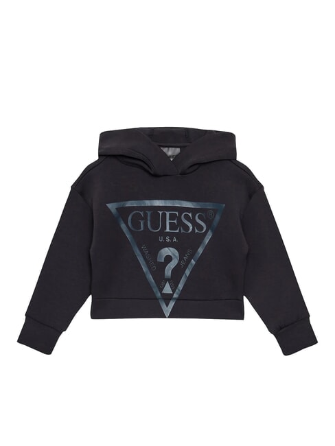 GUESS KIDS Bluza z kapturem z logo St. niebieski grafitowy szary - Bluzy dziecięce