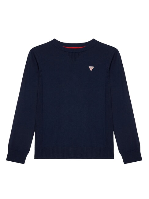 GUESS KIDS Sweter z okrągłym dekoltem i herbem niebieski pokład - Koszulka dziecięca