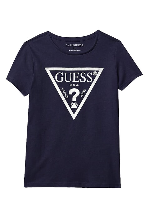 GUESS KIDS Koszulka z nadrukiem z logo trójkąta niebieski pokład - Koszulka dziecięca