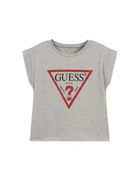 GUESS CORE KIDS Koszulka z krótkim rękawem i nadrukiem jasnoszary melanż m - Koszulka dziecięca