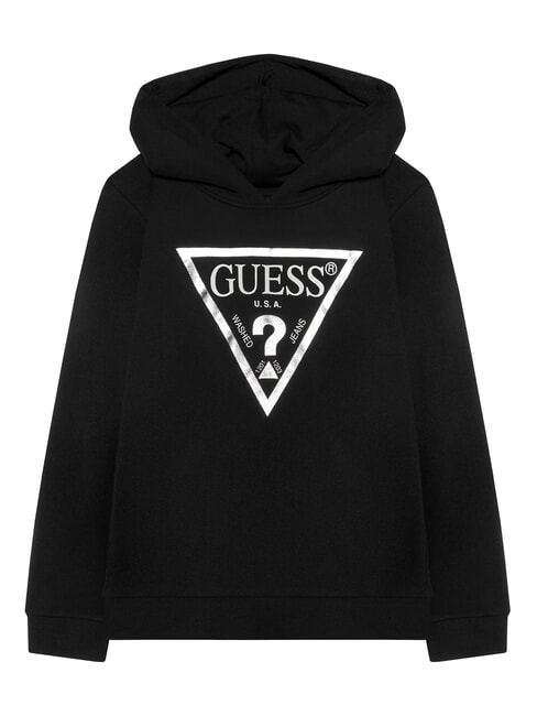 GUESS CORE KIDS Bluza z kapturem z nadrukiem kruczoczarny z szronem - Bluzy dziecięce