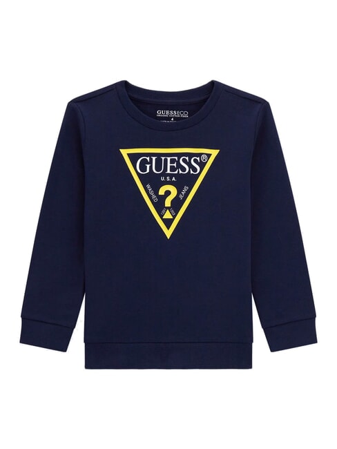 GUESS CORE KIDS Bluza z okrągłym dekoltem i trójkątnym logo niebieski pokład - Bluzy dziecięce