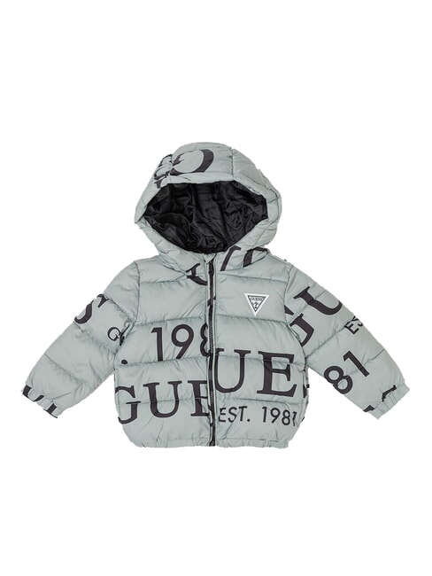 GUESS KIDS Kurtka puchowa z kapturem i nadrukowanym logo zielony balsam - Kurtki dziecięce
