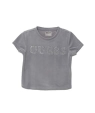 GUESS MINI ME Koszulka Crop z logo z kryształkami - Koszulka dziecięca