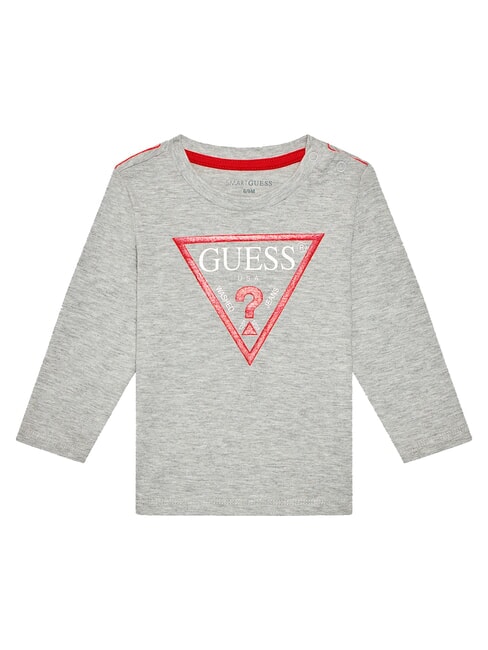 GUESS KIDS Koszulka z długim rękawem i okrągłym dekoltem jasnoszary melanż - Koszulka dziecięca