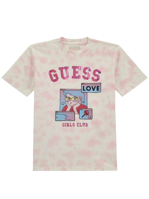 GUESS KIDS Koszulka z nadrukiem i wzorem różowy tie dye - Koszulka dziecięca