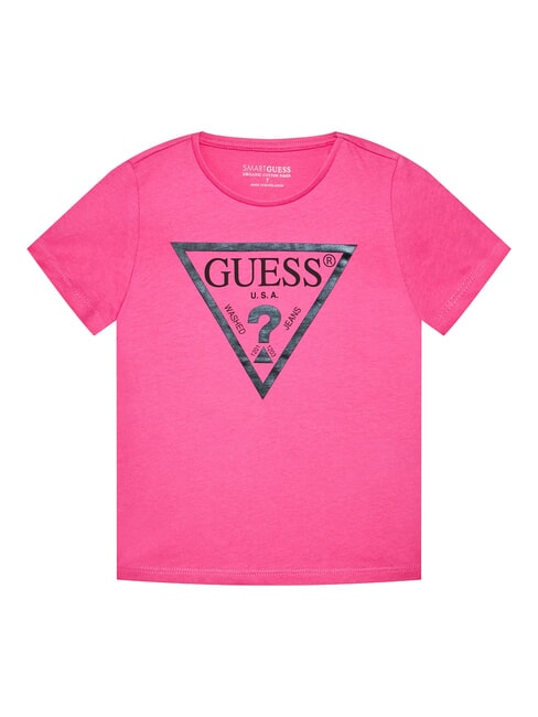 GUESS KIDS Koszulka z logo trójkąta różowa wycieczka - Koszulka dziecięca