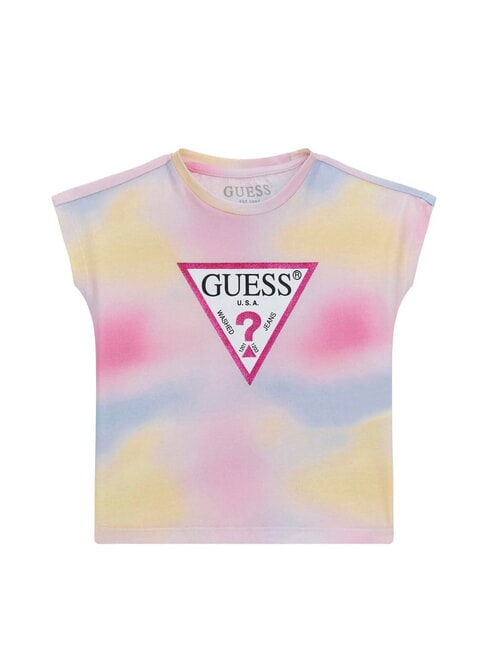 GUESS KIDS Koszulka wielokolorowa z logo kombinacja tęczy - Koszulka dziecięca