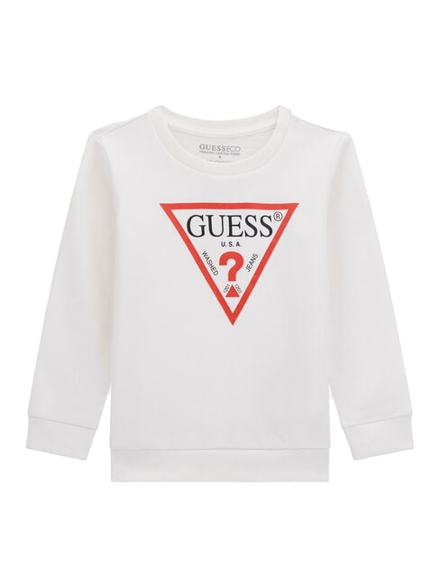 GUESS CORE KIDS Bluza z okrągłym dekoltem i trójkątnym logo prawdziwa biel a000 - Bluzy dziecięce