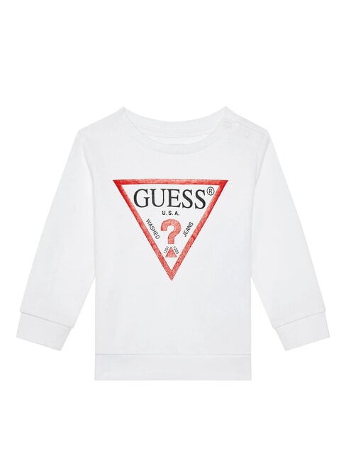 GUESS CORE KIDS Bluza z okrągłym dekoltem i trójkątnym logo prawdziwa biel a000 - Bluzy dziecięce