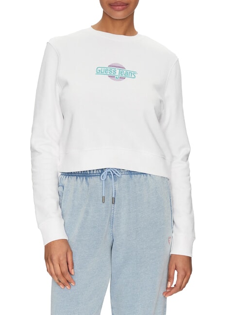 GUESS JEANS CN CROP Bluza bawełniana czysto biały - Bluzy damskie
