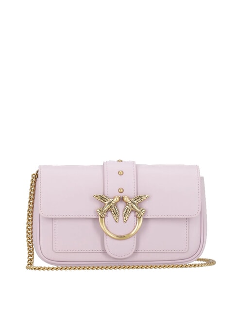 PINKO LOVE ONE POCKET Torba skórzana fioletowo-antyczne złoto - Torby damskie