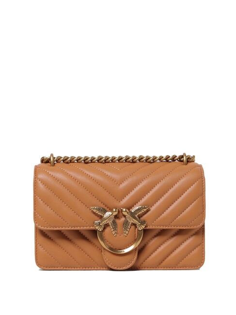 PINKO MINI LOVE BAG Jedna torba w jodełkę nugat-antyczne złoto - Torby damskie
