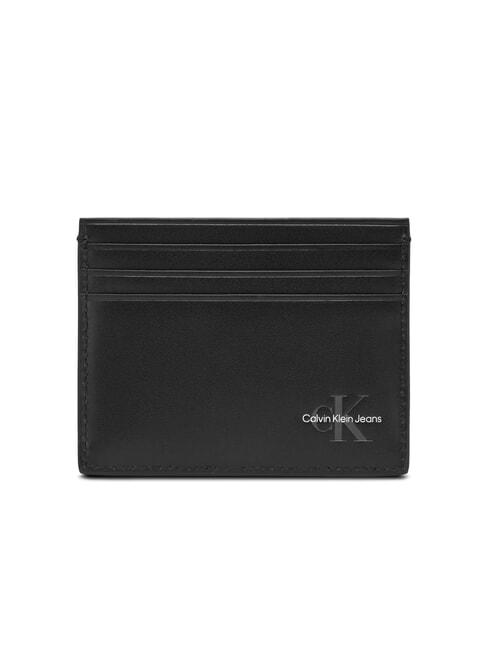 CALVIN KLEIN MONO LOGO Skórzany uchwyt na karty na czarno - Portfele męskie