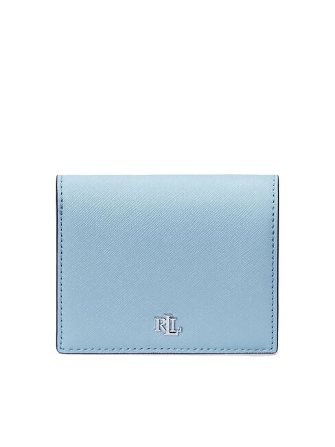 RALPH LAUREN COMPACT Mały skórzany portfel błękitny - Portfele damskie