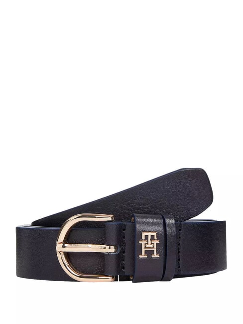 TOMMY HILFIGER ESSENTIAL EFFORTLESS Pasek skórzany wyprodukowany we Włoszech kosmiczny niebieski - Paski