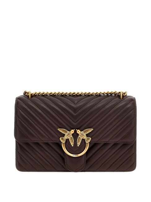 PINKO CLASSIC LOVE ONE Torba ze skóry nappa winogrona catawba-antyczne złoto - Torby damskie
