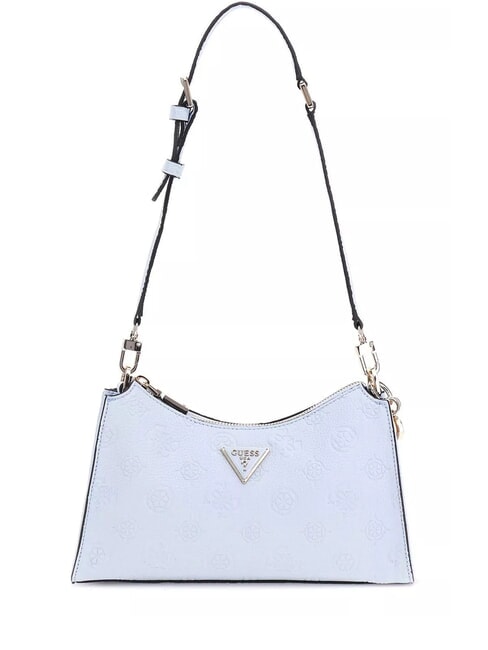 GUESS CRESIDIA Embossed logo shoulder bag pudrowy błękit - Torby damskie