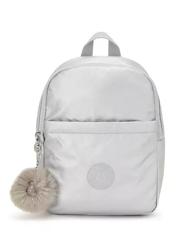 KIPLING MARLEE BP Mały metalowy plecak platyna m gg - Torby damskie
