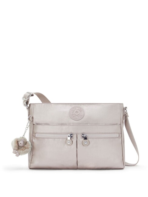 KIPLING NEW ANGIE Torba na ramię z wieloma kieszeniami metaliczny blask - Torby damskie