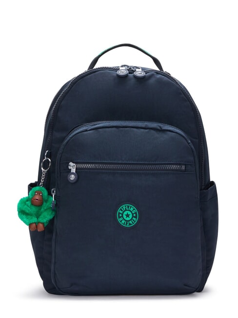 KIPLING SEOUL Plecak z kieszenią na laptopa 15" blok niebiesko-zielony - Plecaki szkolne i rekreacyjne