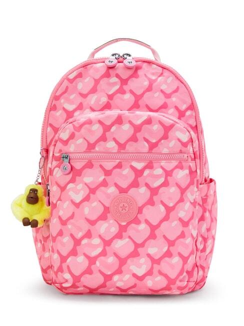 KIPLING SEOUL COLLEGE Plecak z kieszenią na laptopa 15" urocze serca - Plecaki szkolne i rekreacyjne