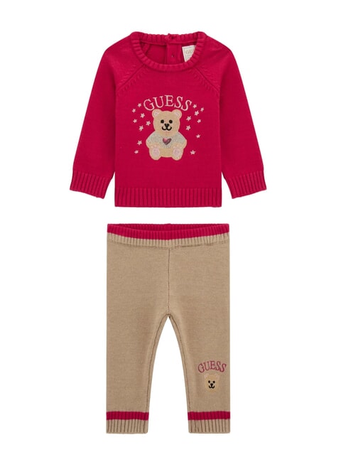 GUESS KIDS Komplet bluza i spodnie marakuja wiśniowa - Pajacyki i ubranka dla niemowląt