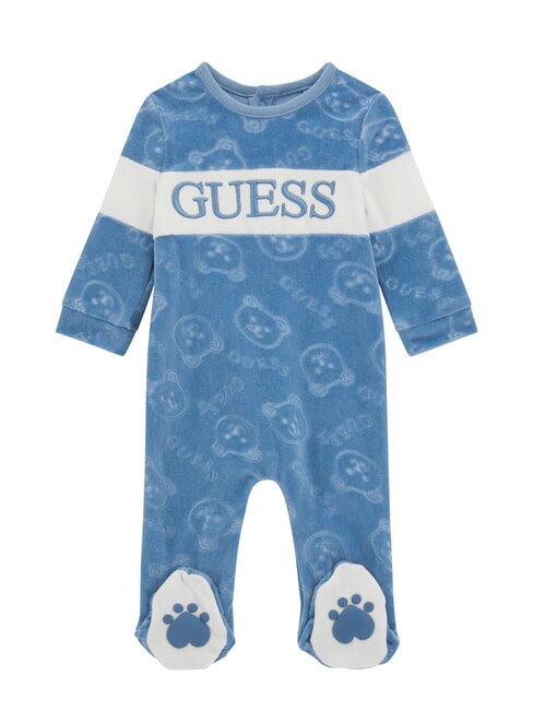 GUESS KIDS Kombinezon noworodkowy Chenille mycie gwiazdorskie - Pajacyki i ubranka dla niemowląt