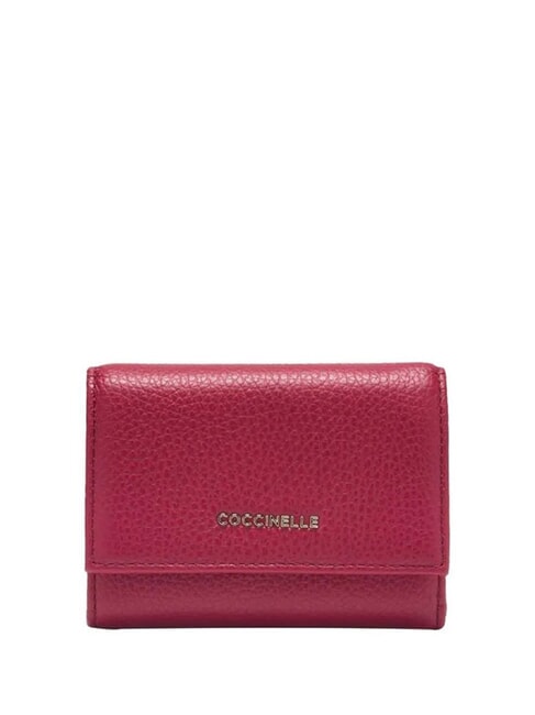 COCCINELLE METALLIC SOFT  Mały skórzany portfel sangria - Portfele damskie