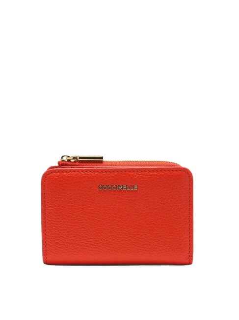 COCCINELLE METALLIC SOFT Mały skórzany portfel gazpacho - Portfele damskie
