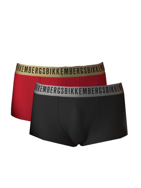 BIKKEMBERGS TRUNK 2 bokserki czerwony/czarny - Majtki męskie