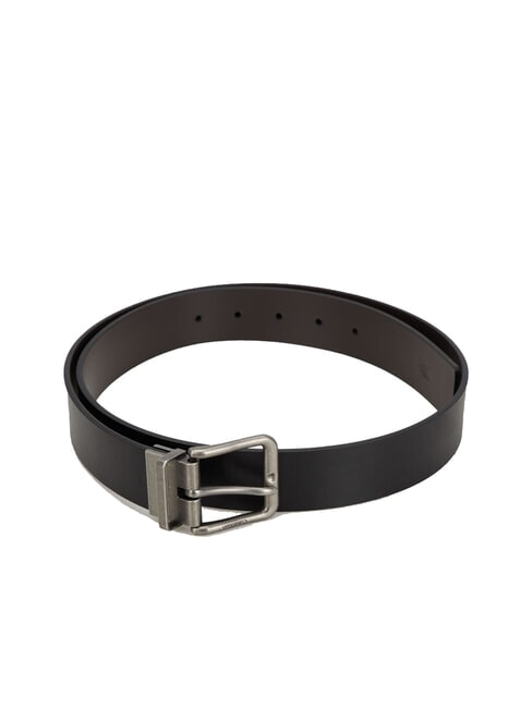 CALVIN KLEIN CASUAL PIN BUCKLE Dwustronny pasek skórzany czarny/gorzki brąz/antyczne srebro - Paski