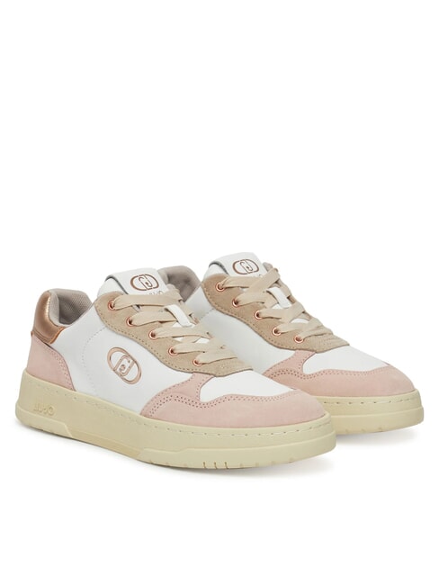 LIUJO ME 03 Snakers ze skóry i zamszu nagość/biały/groszek - Buty damskie