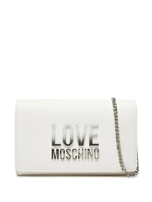 LOVE MOSCHINO CHAIN Lettering Torba na ramię biały - Torby damskie