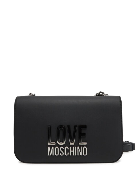 LOVE MOSCHINO LETTERING BICOLOR Torba na ramię Czarny/Czarny - Torby damskie